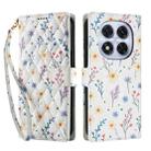 For Redmi Note 14 Pro 5G Global / India Flower Pattern Buckle Leather Phone Case with Lanyard(Blue Flowers) - 2