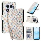 For Redmi Note 14 Pro 4G Flower Pattern Buckle Leather Phone Case with Lanyard(Florals) - 1