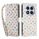 For Redmi Note 14 Pro 4G Flower Pattern Buckle Leather Phone Case with Lanyard(Florals) - 2