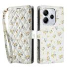 For Redmi Note 14 4G Global 164.84mm Flower Pattern Buckle Leather Phone Case with Lanyard(Yellow Flowers) - 2
