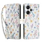 For Redmi Note 13 Pro+ Flower Pattern Buckle Leather Phone Case with Lanyard(Blue Flowers) - 2