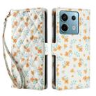 For Redmi Note 13 Pro 5G Flower Pattern Buckle Leather Phone Case with Lanyard(Orange Flowers) - 2