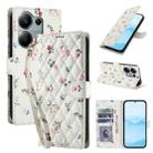 For Redmi Note 13 Pro 4G Flower Pattern Buckle Leather Phone Case with Lanyard(Pink Flowers) - 1