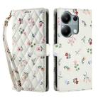 For Redmi Note 13 Pro 4G Flower Pattern Buckle Leather Phone Case with Lanyard(Pink Flowers) - 2