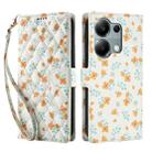 For Redmi Note 13 Pro 4G Flower Pattern Buckle Leather Phone Case with Lanyard(Orange Flowers) - 2