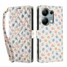 For Redmi Note 13 Pro 4G Flower Pattern Buckle Leather Phone Case with Lanyard(Florals) - 2