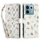 For Redmi Note 13 5G Flower Pattern Buckle Leather Phone Case with Lanyard(Pink Flowers) - 2