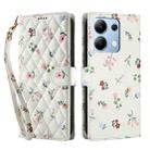 For Redmi Note 13 4G Flower Pattern Buckle Leather Phone Case with Lanyard(Pink Flowers) - 2