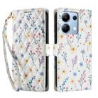 For Redmi Note 13 4G Flower Pattern Buckle Leather Phone Case with Lanyard(Blue Flowers) - 2