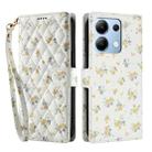 For Redmi Note 13 4G Flower Pattern Buckle Leather Phone Case with Lanyard(Yellow Flowers) - 2