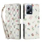 For Redmi Note 12 Pro 5G Global Flower Pattern Buckle Leather Phone Case with Lanyard(Pink Flowers) - 2