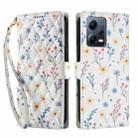 For Redmi Note 12 5G Global Flower Pattern Buckle Leather Phone Case with Lanyard(Blue Flowers) - 2