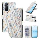 For Redmi Note 11 Pro 4G / 5G Global Flower Pattern Buckle Leather Phone Case with Lanyard(Blue Flowers) - 1