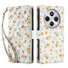 For Redmi 14C 4G Flower Pattern Buckle Leather Phone Case with Lanyard(Orange Flowers) - 2