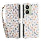 For Redmi 13C 4G / 5G / Poco M6 5G Global Flower Pattern Buckle Leather Phone Case with Lanyard(Florals) - 2