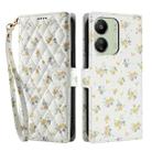 For Redmi 13C 4G / 5G / Poco M6 5G Global Flower Pattern Buckle Leather Phone Case with Lanyard(Yellow Flowers) - 2