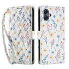 For Samsung Galaxy A07 4G / A06 4G / 5G Flower Pattern Buckle Leather Phone Case with Lanyard(Blue Flowers) - 2