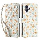 For Samsung Galaxy A07 4G / A06 4G / 5G Flower Pattern Buckle Leather Phone Case with Lanyard(Orange Flowers) - 2