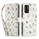 For Samsung Galaxy A13 4G / 5G / A04 4G / A04s Flower Pattern Buckle Leather Phone Case with Lanyard(Pink Flowers) - 2