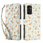 For Samsung Galaxy A13 4G / 5G / A04 4G / A04s Flower Pattern Buckle Leather Phone Case with Lanyard(Orange Flowers) - 2