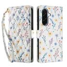For Samsung Galaxy A17 4G / 5G / A26 5G Flower Pattern Buckle Leather Phone Case with Lanyard(Blue Flowers) - 2