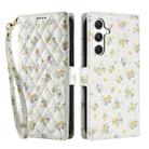 For Samsung Galaxy A34 5G Flower Pattern Buckle Leather Phone Case with Lanyard(Yellow Flowers) - 2