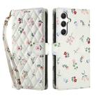 For Samsung Galaxy A35 5G Flower Pattern Buckle Leather Phone Case with Lanyard(Pink Flowers) - 2