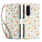 For Samsung Galaxy A36 5G / A56 5G Flower Pattern Buckle Leather Phone Case with Lanyard(Orange Flowers) - 2