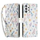For Samsung Galaxy A53 5G Flower Pattern Buckle Leather Phone Case with Lanyard(Blue Flowers) - 2