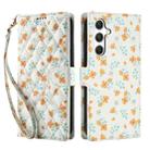 For Samsung Galaxy A54 5G Flower Pattern Buckle Leather Phone Case with Lanyard(Orange Flowers) - 2