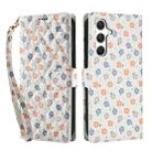 For Samsung Galaxy A55 5G Flower Pattern Buckle Leather Phone Case with Lanyard(Florals) - 2