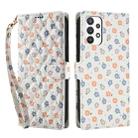 For Samsung Galaxy A73 5G Flower Pattern Buckle Leather Phone Case with Lanyard(Florals) - 2