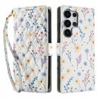 For Samsung Galaxy S25 Ultra 5G Flower Pattern Buckle Leather Phone Case with Lanyard(Blue Flowers) - 2
