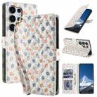 For Samsung Galaxy S25 Ultra 5G Flower Pattern Buckle Leather Phone Case with Lanyard(Florals) - 1