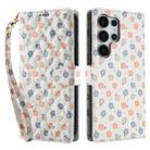 For Samsung Galaxy S25 Ultra 5G Flower Pattern Buckle Leather Phone Case with Lanyard(Florals) - 2