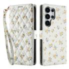 For Samsung Galaxy S25 Ultra 5G Flower Pattern Buckle Leather Phone Case with Lanyard(Yellow Flowers) - 2