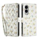 For Samsung Galaxy S25 Edge 5G Flower Pattern Buckle Leather Phone Case with Lanyard(Yellow Flowers) - 2