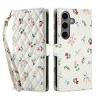 For Samsung Galaxy S24 FE 5G Flower Pattern Buckle Leather Phone Case with Lanyard(Pink Flowers) - 2