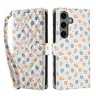 For Samsung Galaxy S24 FE 5G Flower Pattern Buckle Leather Phone Case with Lanyard(Florals) - 2
