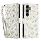 For Samsung Galaxy S24 FE 5G Flower Pattern Buckle Leather Phone Case with Lanyard(Yellow Flowers) - 2