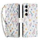 For Samsung Galaxy S23+ 5G Flower Pattern Buckle Leather Phone Case with Lanyard(Blue Flowers) - 2