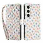 For Samsung Galaxy S23+ 5G Flower Pattern Buckle Leather Phone Case with Lanyard(Florals) - 2