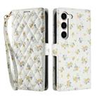 For Samsung Galaxy S23+ 5G Flower Pattern Buckle Leather Phone Case with Lanyard(Yellow Flowers) - 2