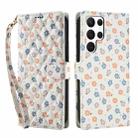 For Samsung Galaxy S23 Ultra 5G Flower Pattern Buckle Leather Phone Case with Lanyard(Florals) - 2