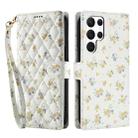 For Samsung Galaxy S23 Ultra 5G Flower Pattern Buckle Leather Phone Case with Lanyard(Yellow Flowers) - 2