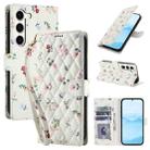 For Samsung Galaxy S23 5G Flower Pattern Buckle Leather Phone Case with Lanyard(Pink Flowers) - 1