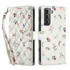 For Samsung Galaxy S22+ 5G Flower Pattern Buckle Leather Phone Case with Lanyard(Pink Flowers) - 2