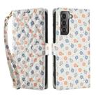 For Samsung Galaxy S22+ 5G Flower Pattern Buckle Leather Phone Case with Lanyard(Florals) - 2