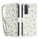 For Samsung Galaxy S22+ 5G Flower Pattern Buckle Leather Phone Case with Lanyard(Yellow Flowers) - 2