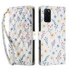 For Samsung Galaxy S20+ Flower Pattern Buckle Leather Phone Case with Lanyard(Blue Flowers) - 2